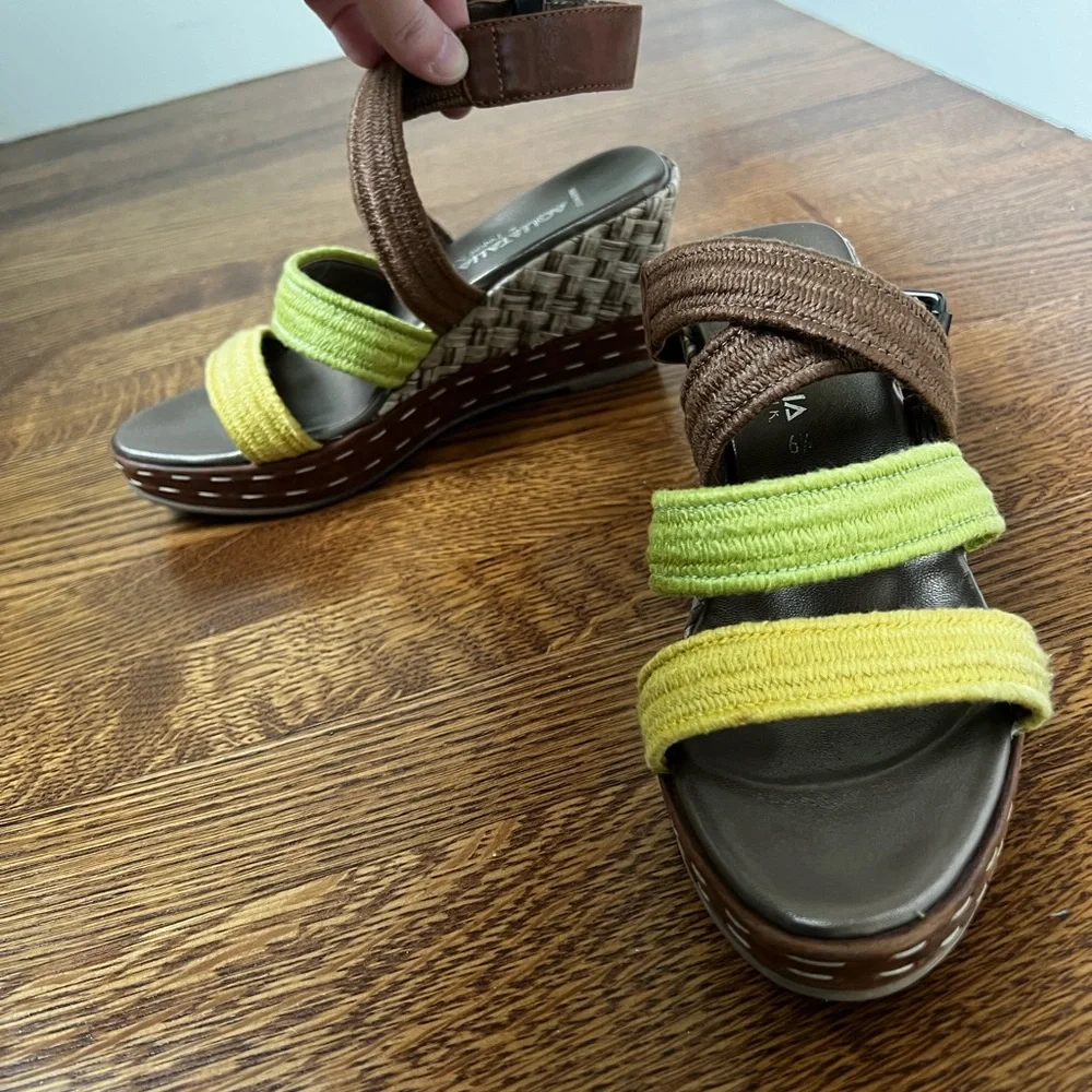 AQUATALIA‎ Strappy Criss Cross Woven Colorful Wedge Sandals Italy Vacation 6.5